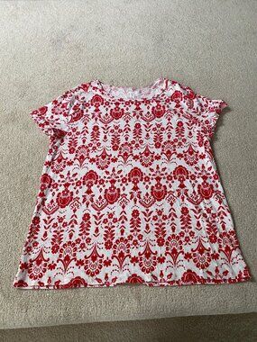 Vtg Barouque Romance  Red and White Talbots Tee Women's Size XL